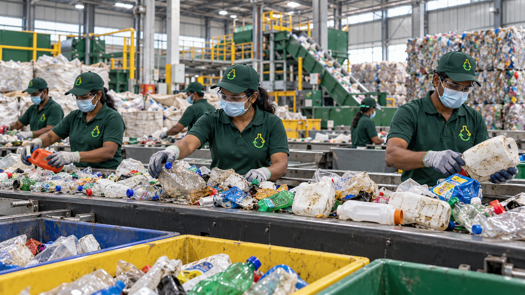 Silverline team sorting mixed recyclable plastic scrap