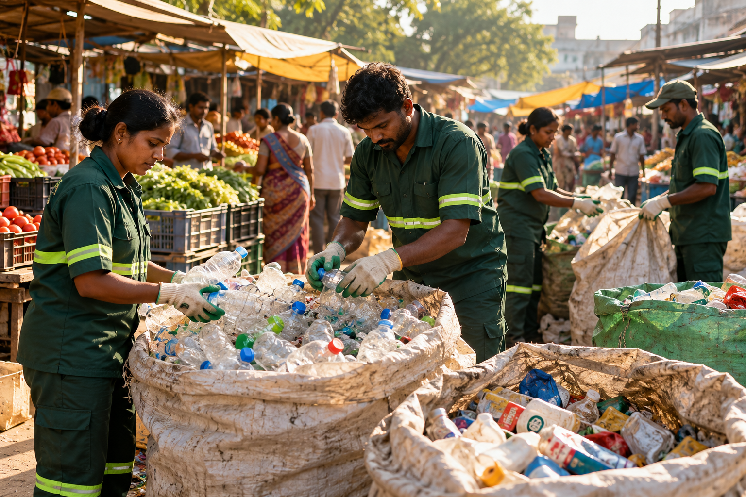 Ground-level collection of recyclable plastic