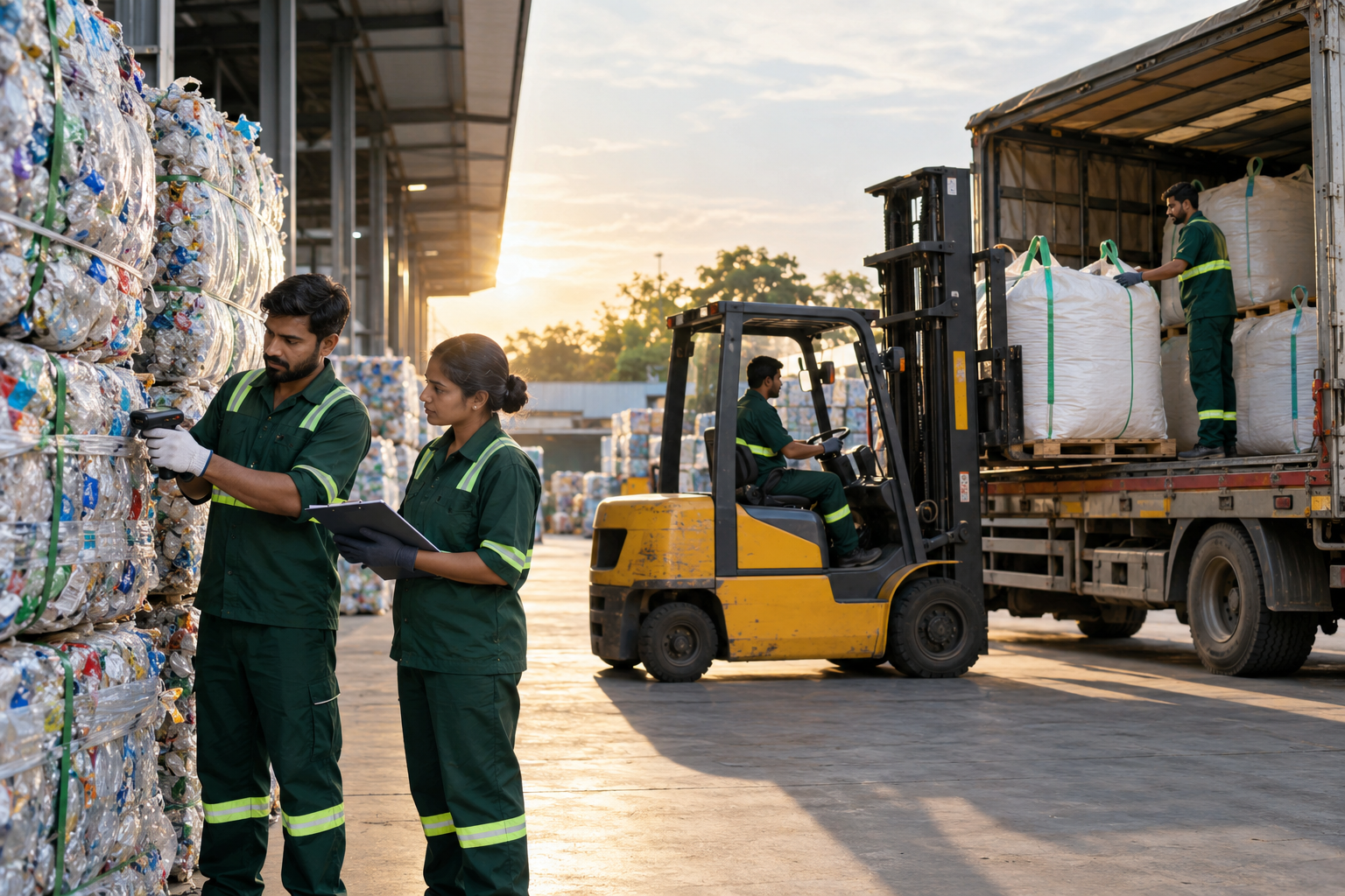 Prepared recyclable plastic loaded for recycler delivery